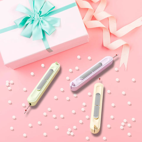 3 Pack 2 In 1 Needle Threader And Seam Ripper Tool Set Upgraded 2025 on pink background with gift box and ribbons