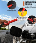 No Nonsense Portable Fuel Transfer Pump With Auto Stop And Quick Wand For Gasoline And Diesel Plug And Play Electric Pump With 51 Inch Hose in use with hands-free clip