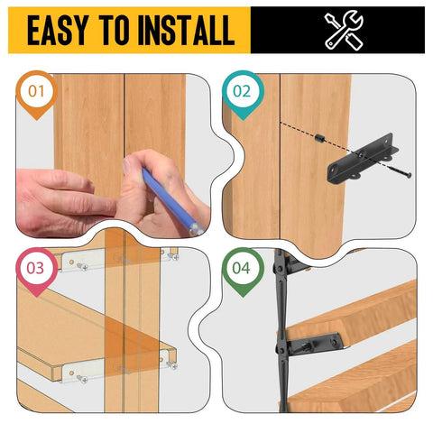 Louver Bracket Kit For Deck Sunblind System And Louver Hardware, Adjustable Brackets That Hold Up To 11 Boards Up To 48 Inches, Ideal For DIY Fences, Window Shutters, Garden, Patio, Indoor And Outdoor Use, 4 Pack