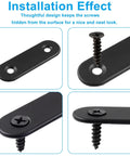 2-inch black stainless steel straight mending bracket with mounting screws for furniture repair