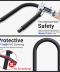 Heavy Duty Bike U Lock With 18mm Shackle And 6ft Security Cable For Road Mountain Electric And Folding Bikes, Portable Lock With Sturdy Mounting Bracket, Water Dust Scratch Resistant, Built Tough So You Can Lock Down Your Ride. 18mm U-lock with 0.1 inch PVC coating and caliper measurement