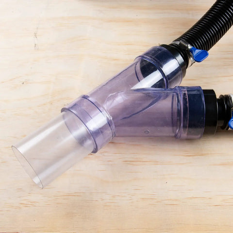 Dust collection adapter for Rock Solid Benchtop Router Table Setup With Adjustable Aluminum Fence And Heavy Duty Dust Collection Kit.