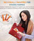 NIOSH Approved N95 Mask Particulate Respirator 25 Pack With Universal Fit Individually Wrapped displayed by woman putting it in handbag