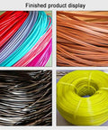 Finished product display of various colored filaments from Heavy Duty 3D Printer Filament Extruder Machine Featuring Single Screw Design.