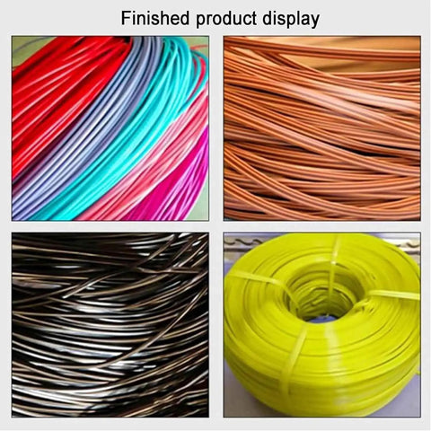 Finished product display of various colored filaments from Heavy Duty 3D Printer Filament Extruder Machine Featuring Single Screw Design.
