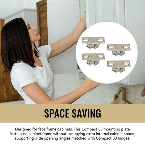 4 Pack Hinge Mounting Plate Replacement For Blum 1 3/8 Overlay Compact 33 Cabinet Hardware Smack Dab Perfect Fit And No Sweat Swap For Face Frame Doors