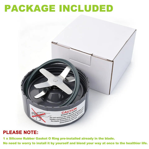 Extractor Blade Replacement For 600W And 900W Pro Series Blenders With Silicone Gasket Seal Ring shown with packaging box
