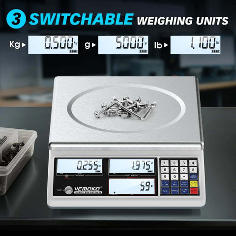 Pro Grade Industrial Counting Scale For Small Parts With 30 Kg And 66 Lb Capacity, 1G Precision, Switchable Units Display