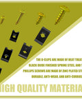 170 Piece Car Trim Fastener Kit Featuring Beefed Up U Clips And Phillips Screws Auto Body Panel Repair For Bumpers Doors Skirts Hoods Rig Ready Straight Fix Hella Durable All Year Round Coverage, showing U-clips and screws.