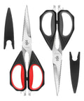 Heavy Duty Kitchen Scissors 9.25 Inch Come Apart Poultry Shears 2 Pack Dishwasher Safe Stainless Steel All Purpose Food Cutting Shears for Meat Chicken Veggies Fish Micro Serrated Blades, disassembled