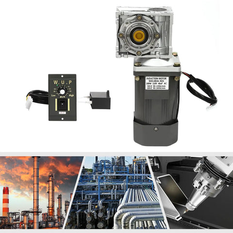 AC 110V 180W Worm Gear Reducer Motor With Speed Controller One To Fifty Reduction Ratio Gearmotor Adjustable Variable Speed
