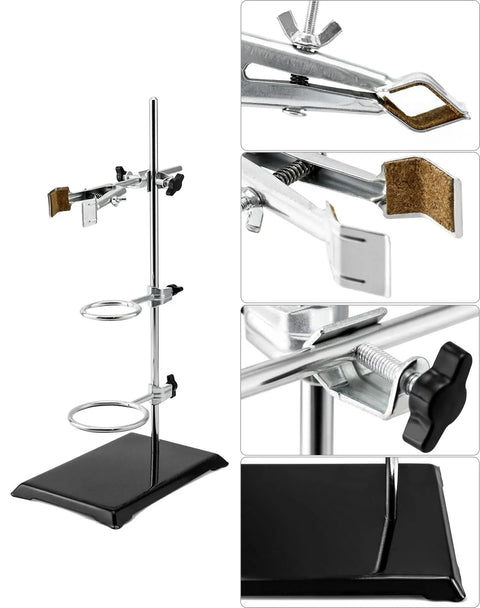 Beefy 1000ml Heavy Duty Conical Separating Funnel With 24 29 Joint PTFE Stopcock And Lab Distillation Support Rack For Stable Titration And Liquid Liquid Extraction, steel stand