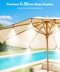 Outdoor Misting System Kit With Water Filter, 59 Ft Misting Line And 17 Premium Nozzles cooling umbrella by pool
