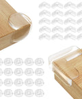 Baby Proof Corner Guard Kit 40 Pack features clear corner shields and bumpers for toddler home safety on wooden furniture.