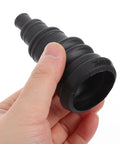 Heavy Duty Rubber Grommet Kit For Wire Harness Protection With Assorted Sizes, Black Cable Grommets For Easy Install And Solid Vehicle Wire Management, Protect Wires From Dirt, Wear, And Tear, black rubber grommet held in hand