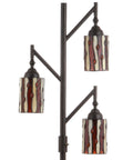 71 Inch Bronze Tiffany Style Floor Lamp With 3 LED Bulbs, Multicolor Stained Glass, Mission Iron Standing Lamp For Living Room