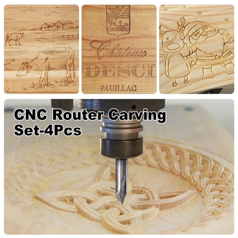 Engraving CNC Wood Carving Router Bits 1 Quarter Inch Shank 15 Degree 20 Degree 60 Degree 90 Degree V Bit in action on wood
