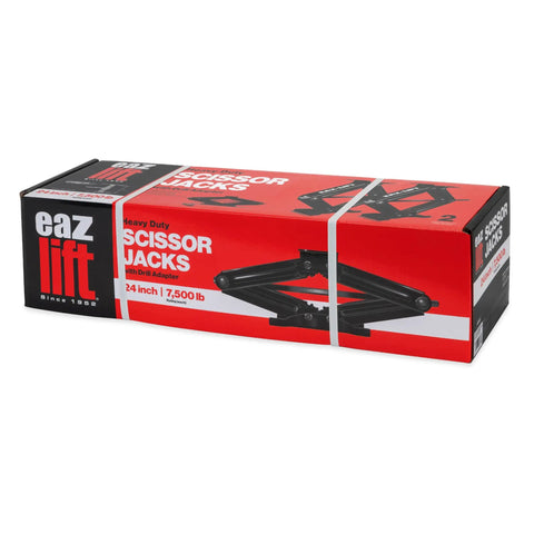 EAZ-Lift 24-Inch Rock-Solid RV Scissor Jacks Set Of 2 Heavy Duty Steel Construction 7,500 Lb Load Capacity Per Jack Rugged Camper Trailer Leveling Gear For Pop-Ups Trailers And Large RVs box