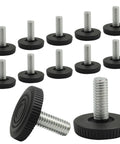 Threaded Adjustable Leveling Feet M8 12 Pack For Furniture Tables Chairs Cabinets And Stools Galvanized Steel With Black Finish