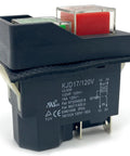 Heavy Duty 4 Pin Electromagnetic Switch 120V 16A Amps Plug And Play Start Stop Button Control showing front view with buttons and labels.