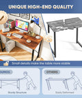 Comparison of 47 Inch Computer Desk For Home Office With Scratch Resistant Wood Top And Solid X Shaped Reinforcement, modern brown finish