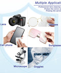 Lens cleaning paper tissues with 2 double-sided cleaning cloths for cameras, glasses, screens; 500 pcs in 10 booklets.