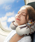 Woman sleeping on plane with Birds Resting On Tree Branch Inspired U Shaped Travel Neck Pillow For Air Travel Super Cozy Neck And Head Support Perfect For Long Haul Flights And Office Naps Ergonomic Portable Adjustable For Real Sleep Anywhere