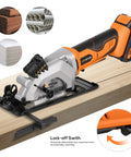 Hot Rodded Cordless Circular Saw With Laser Guide For Spot On Cuts Every Single Day 20V rechargeable battery compact wood cutting tool.