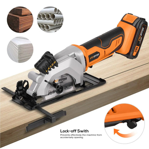 Hot Rodded Cordless Circular Saw With Laser Guide For Spot On Cuts Every Single Day 20V rechargeable battery compact wood cutting tool.