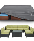 Beefy Heavy Duty Patio Furniture Cover Waterproof And Anti UV 500D Tear Resistant For 7 To 12 Seat Sectional Sofa And Table Sets 110 X 84 X 28 Inches Gray All Weather Ready on outdoor sofa set