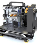 Open Frame PC Test Bench Case For DIY Rigs Aluminum Chassis For ITX MATX ATX EATX Motherboards Vertical Mount Open Air Design Liquid Cooling Ready 120 240 360 High Airflow Easy Build Black Finish side view.