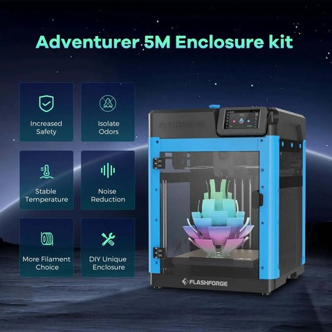 DIY 3D Printer Enclosure Kit For Quiet, Safe Printing with display of features like odor isolation and noise reduction