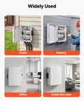 Tough-As-Nails Outdoor Electrical Box With ABS Housing Waterproof IP65 Enclosure Built-In Thermostat And Cooling Fan Ventilated Junction Box With Mounting Plate And Cable Grommets For Indoor And Outdoor Use installed on home, factory, office, and room walls