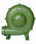 Electric Blacksmith Forge Blower 110V 250W For Coal Fires, shown in green with warranty badge, blacksmithing tool.