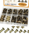 115 Piece Chicago Screws Leather Rivet Kit With M5x4 M5x5 M5x6 M5x8 M5x10 M5x12 M5x15 And M4x3 M4x4 M4x5 Bronze Brass Rivets
