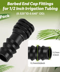 20 Pack 1/2 Inch Drip Irrigation Barbed End Plug Fittings And End Cap Connectors For 1/2 Inch Tubing 0.520 To 0.650 ID OD Garden Lawn Irrigation System No Fuss Setup