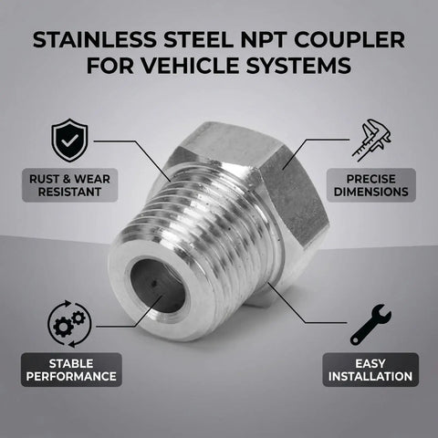 Stainless Steel NPT Adapter Converting 1 16 Female To 1 8 Male Thread Specs For Auto Mechanic Needs Ensuring Zero Leak Risks For vehicle systems