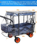 Waterproof Collapsible Wagon Rain Cover and Sun Shade Windproof UV Resistant Canopy detail with size measurements