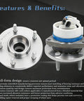 Single Front Wheel Hub Bearing Assembly, Fits Chevy Impala Monte Carlo Uplander Venture Buick Regal Century Lucerne Cadillac DeVille DTS Seville Pontiac Montana 5-Lug ABS OEM 513121 12429204 with ABS sensor features.