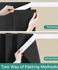 Hands demonstrating flat and wrinkle pasting methods for Blackout Curtain Set Two Panels 52 Inch Wide By 54 Inch Long Light Blocking