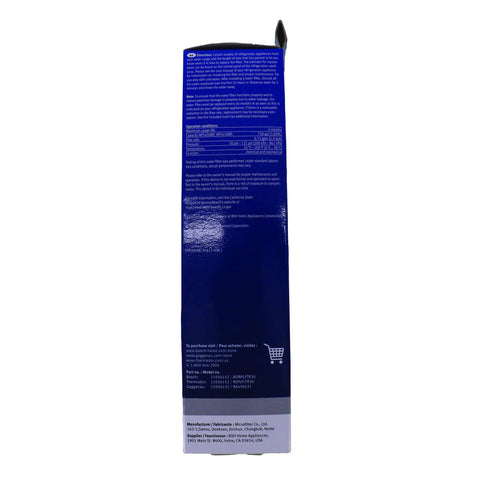 Side view of Top-Notch UltraClarity Water Filter Cartridge 11034152 OEM Replacement packaging description.