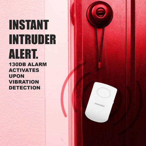 Two Pack Door Handle Alarm With 130dB Vibration Trigger, Super Loud Home Security Alarm For Doors, Keeps Nosy Intruders At Bay And Kids Safe, Great For Toddlers, Elderly, Hotels, Travel, And Bedrooms, Easy Setup on red door