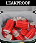 Interior of Forest Landscape Insulated Picnic Backpack with Large Storage, holding red cans and ice, keeping drinks cold on the go