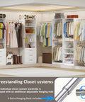 Slick Modular Closet System That Gives Your Bedroom A Major Wardrobe Flex Featuring Six Mega Drawers Eight Stretch Hanging Rods And Adjustable Shelving Towers White Four Piece Kit with organized clothing and accessories.