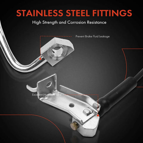Stainless steel fittings of Front Passenger Side Brake Hydraulic Hose For Ford F 250 F 350 Super Duty 2005 2006 2007 4WD Models