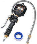 Digital Tire Pressure Gauge And Inflator Kit 250 PSI Heavy Duty Air Chuck Stainless Braided Hose Rotatable Dial Quick Connect