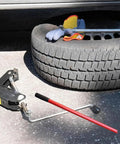 Heavy Duty Floor Jack Handle Replacement Built Like A Tank With Rock Solid Non Slip Grip Fits 20 To 32 Ton Hydraulic Car Jacks on the ground next to a tire.