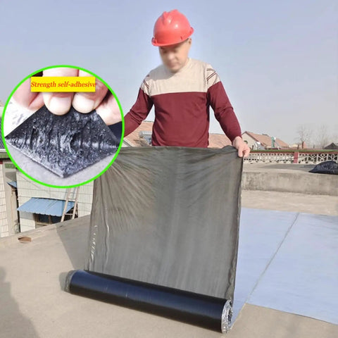 Heavy Duty Waterproof Roofing Tape With Flexible Butyl Asphalt And Thick Aluminum Foil shown being unrolled for leak repairs.