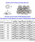 Stainless Steel Keps Nuts With K-Lock Lock Washers And Tooth Washers Hex Nuts Assortment Kit 170 Pieces Sizes 4-40 To 5/16-18 UNC
