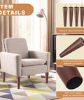 12 Inch Round Solid Wood Furniture Legs Set Of 4 for Mid Century Modern Style, shown with details, beside armchair in living room.